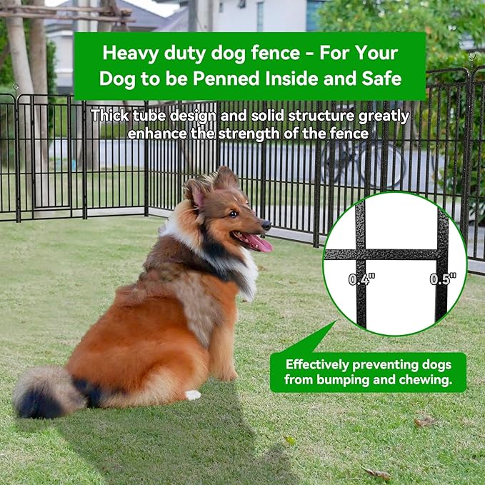 Dog Playpen Outdoor 12 Panels Heavy Duty Dog Fence 47" Height with Thick Pipe Anti-Rust with Doors Portable for RV Camping Yard, Total 27FT, 57 Sq.ft, Snowy Black-PawvioPets