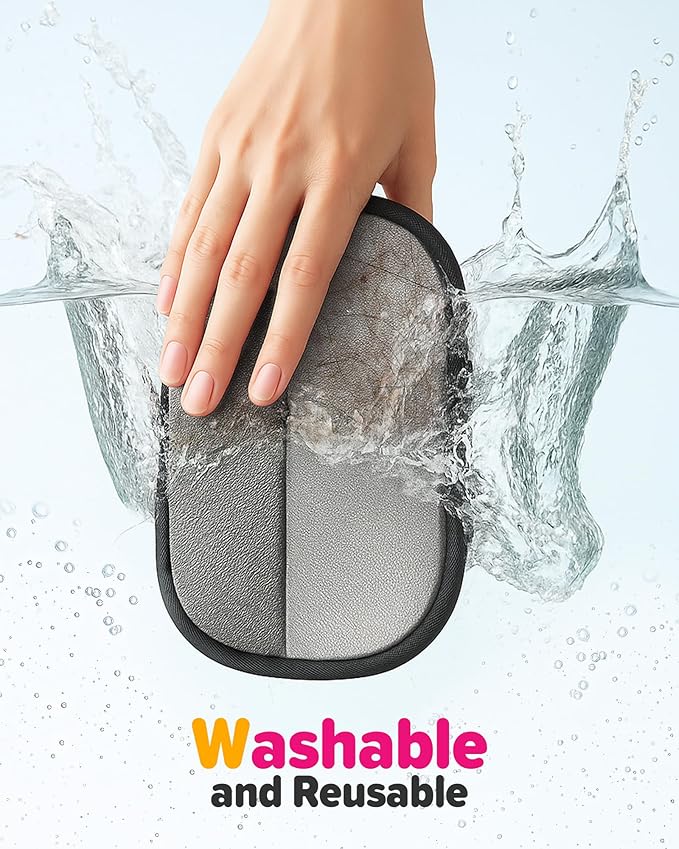 2025 Thickened Electrostatic Pet Hair Removal Gloves (2 Pcs) - Reusable Strong Grooming Gloves for Cats & Dogs, Hair Remover for Couch, Furniture, Carpet, Car Seats & Clothing (Pink)-PawvioPets