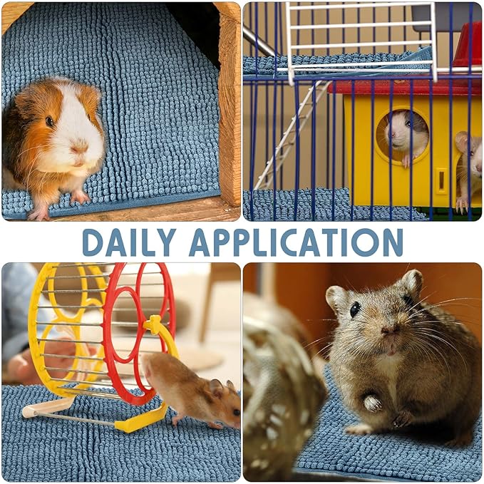 Amylove 4 Pcs Guinea Pig Cage Liner Guinea Pig Bedding Washable Fleece Pee Pads Reusable Small Animals Training Mat Small Animal Sleeping Bed for Bunny Hamster(Blue,16 x 24 Inch)-PawvioPets