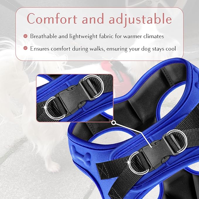 Comfort Fit Dog Harness Soft Padded No Pull Harness with Adjustable Buckles for Small Medium Large Dogs Step in Pet Vest with Easy Control Handle for Walking Jogging Running Training Dogs & Puppies-PawvioPets