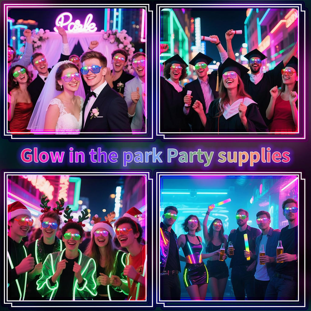 40 PCs LED Glasses,Light Up Glasses,Glow Glasses Glow In The Dark Party Supplies Suitable For Kids/Adults, 3 Light up Modes, 5 Neon Colors Rave Party,Wedding, Birthday, Concert, New Year, Carnival