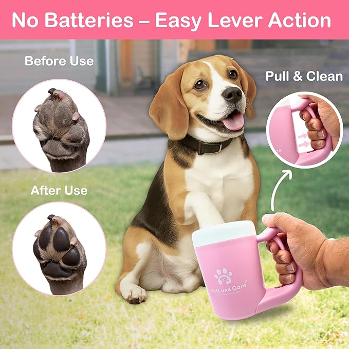 Dog Paw Cleaner for Small & Medium Dogs – Portable Paw Washer Cup with Soft Silicone Brush, Towel & Moisturizing Balm – Gently Cleans Muddy Paws After Walks (Pink, Medium)-PawvioPets