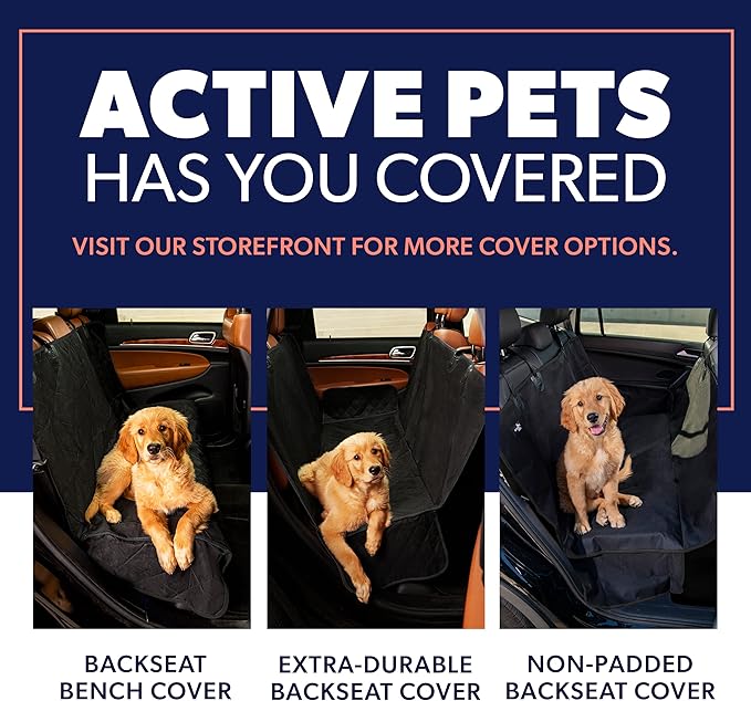 Active Pets Dog Car Seat Cover, Waterproof Front Seat Protector for SUV Truck Sedan, Pet Safety Travel Comfort System with Universal Fit, Black-PawvioPets