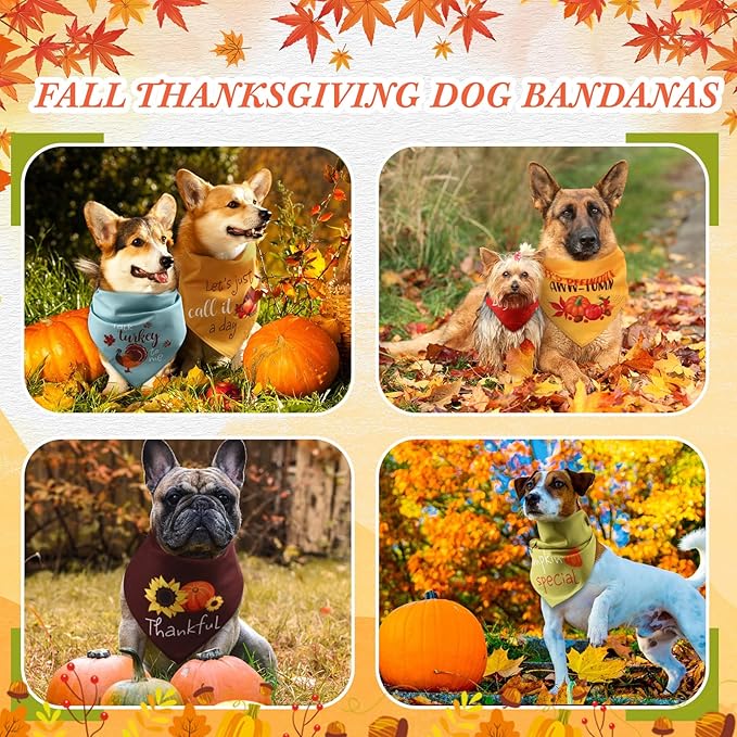 200 Pcs Fall Thanksgiving Dog Bandana Bulk with Sayings Pet Triangle Scarf Bibs Washable Puppy Kerchief Adjustable Grooming Supplies for Small Medium Large Dog Cat Costume Accessories-PawvioPets
