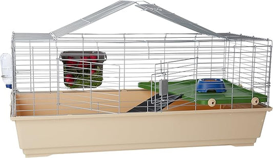 Amazon Basics Top Access Small Animal, Rabbit & Guinea Pig Cage, Ferret Cage Habitat With Accessories, Jumbo, Multicolor, 48.6"L x 26.6"W x 20.6"H-PawvioPets