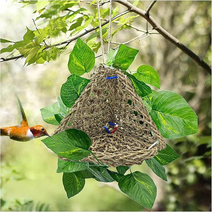 BNOSDM Bird Seagrass Mat, 3 PCS 7.1 x 7.1 Inches Parrot Natural Seagrass Woven Bird Net Hammock Mats Chew Toys Bird Hideout Cage Accessories for Lovebird Cockatiel Conure Budgie Hamster Rats-PawvioPets