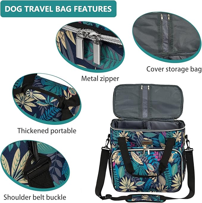 BAGLHER Dog Travel Bag, Pet Travel Bag (All Pet Travel Supplies), with 2 Pet Food Containers and 2 Collapsible Silicone Bowls; Essential Kits for Pet Travel Hawaii-PawvioPets