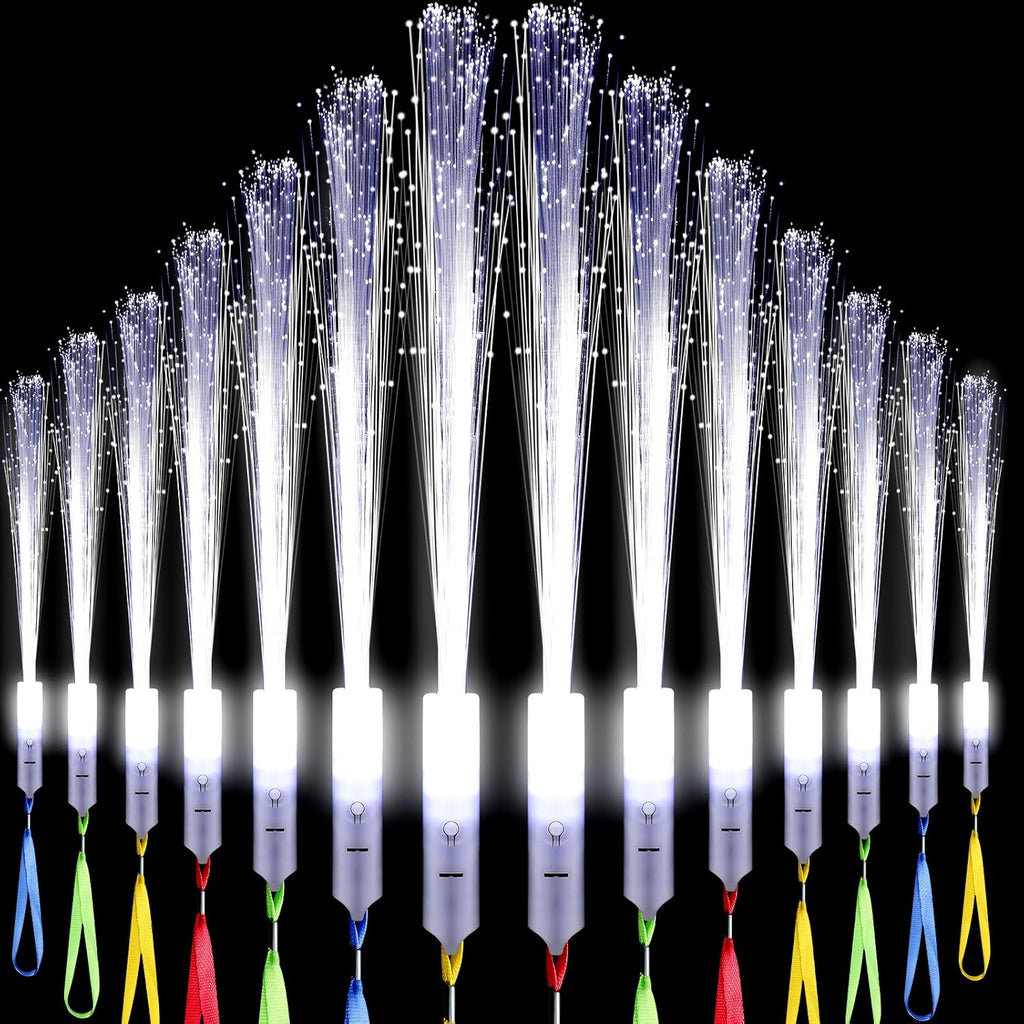 100 Pcs White Fiber Optic Wands Bulk Wedding Sparklers Party Favors LED Light Glow Sticks with 3 Modes Long Flashing Glow for Birthday Wedding Bridal Shower Glow in the Dark Party Favors