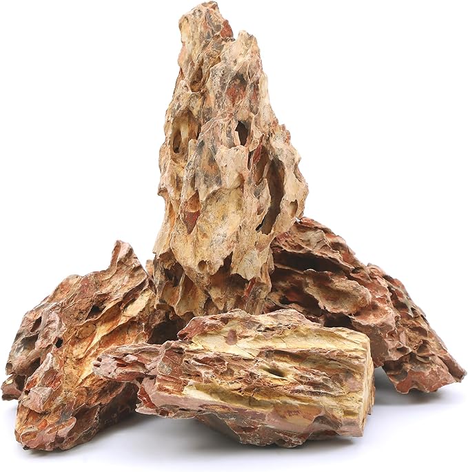 6-8 Inches Natural Dragon Stone 4 PCS Aquarium Rocks for Aquascaping, Aquarium Landscaping, Terrariums, Fish Tank Decoration, Vivariums, Paludarium, Reptile and Amphibian Enclosures-PawvioPets