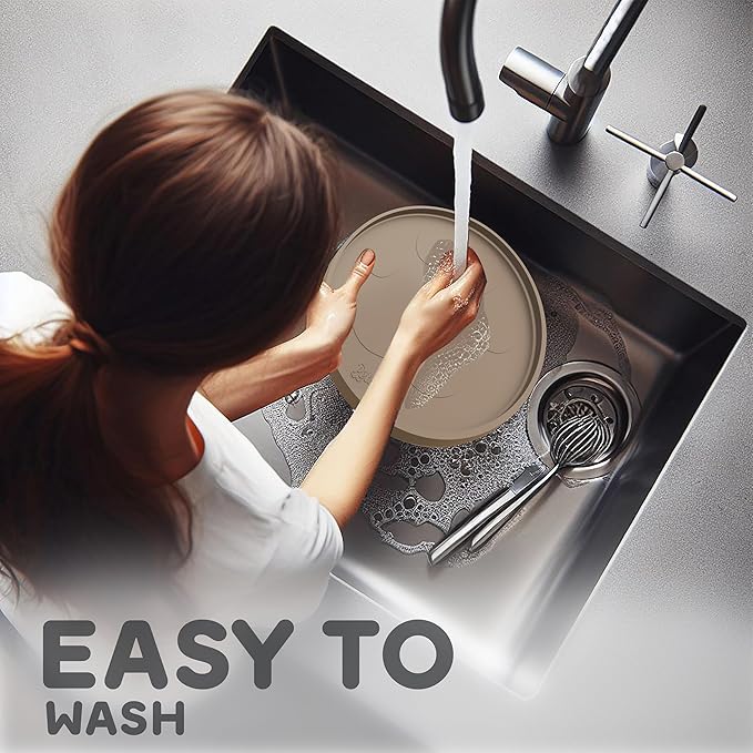 Dog Food Mat Round 10" - Raised Edges Dogs Mat for Food and Water Prevent Spill, Waterproof Cat Food Mats Protect Floors, Easy Clean Dog Bowl Mats for Food and Water, Silicone Pet Feeding Placemats-PawvioPets