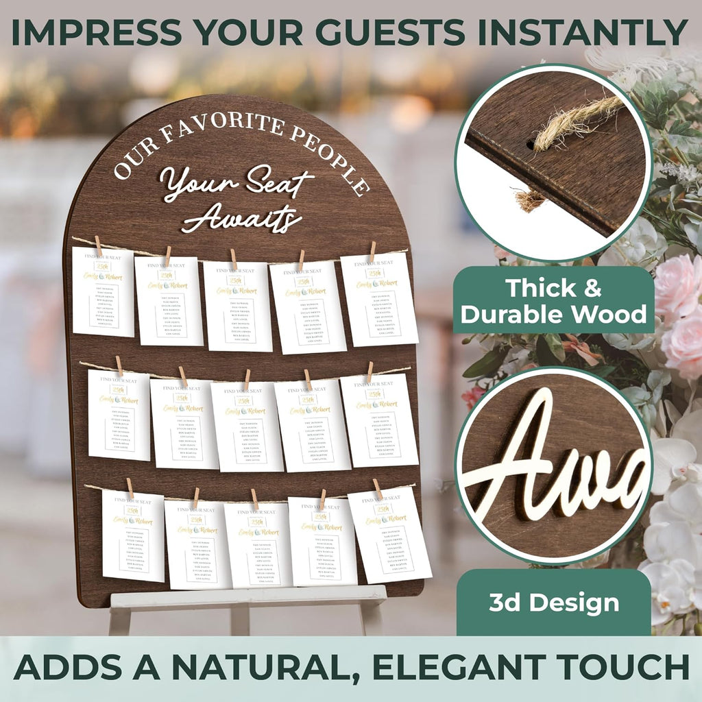 STOFINITY Wedding Seating Chart Board Display For Wedding Reception Decor - Rustic Seating Chart For Reception Display, Wood Find Your Seat Sign Ideas