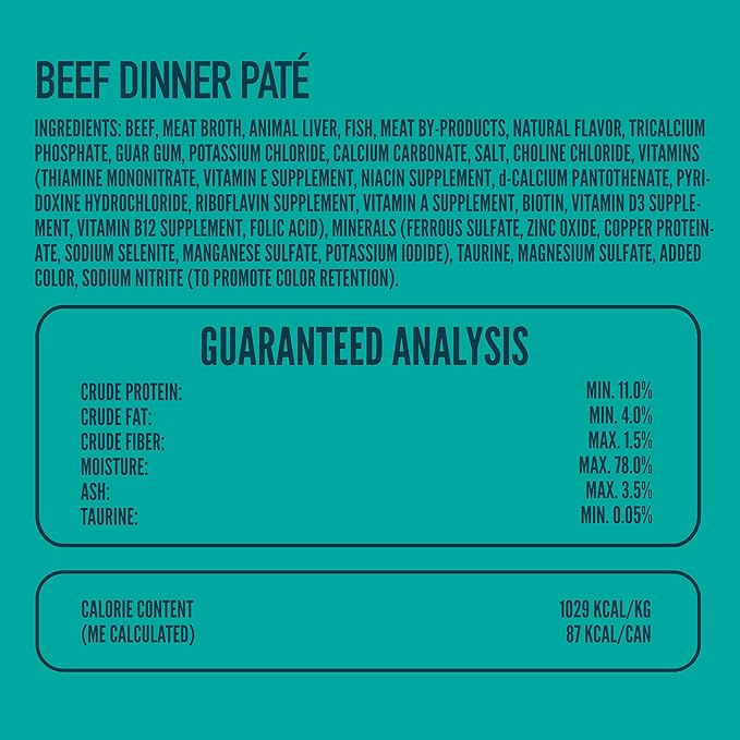 A Strong Heart Canned Wet Cat Food, Beef Dinner Paté - 3 oz Cans (Pack of 24), Made in The USA with Real Beef-PawvioPets