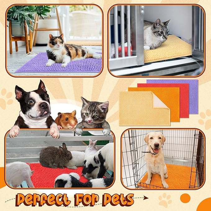 Barydat 8 Pcs Guinea Pig Cage Liner for Guinea Pig Cage Bedding Reusable Rabbit Mat Pad Washable Training Pad Animal Sleeping Bedding Mat(24x16'',Beige, Brown, Red, Orange)-PawvioPets