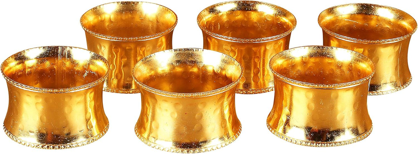 Everyday Metal Napkin Rings Set of 12 – Handmade Hammered Gold Napkin Holders for Weddings, Dinner Parties, Family Gatherings & Daily Table Décor
