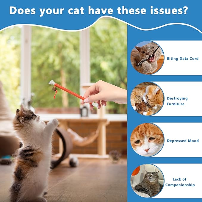3pcs Safe Cat Rope Toy,Teeth Clean Toy for Cat, Cat Chew Toys for Indoor Cat,Kitten Interactive Toys-PawvioPets