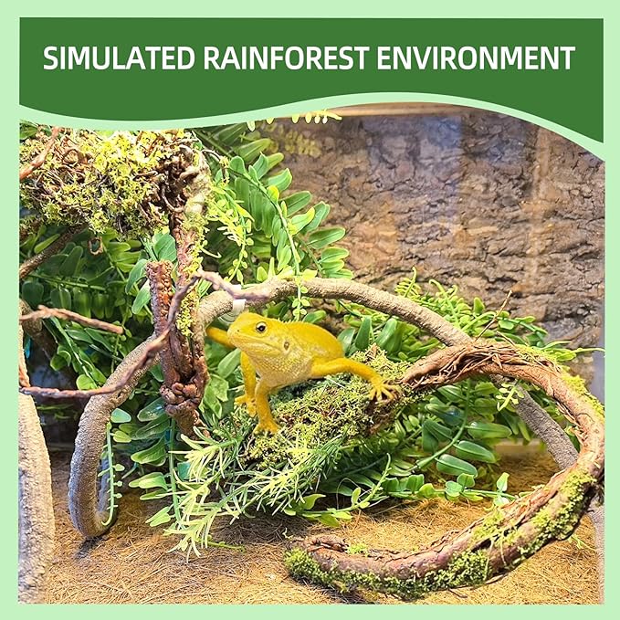 BNOSDM Reptile Vines, Bendable Jungle Climbing Vine, Terrarium Artificial Plants Decor, Reptiles Tank Accessories for Bearded Dragons, Chameleons, Snakes, Lizards, Hermit Crabs-PawvioPets