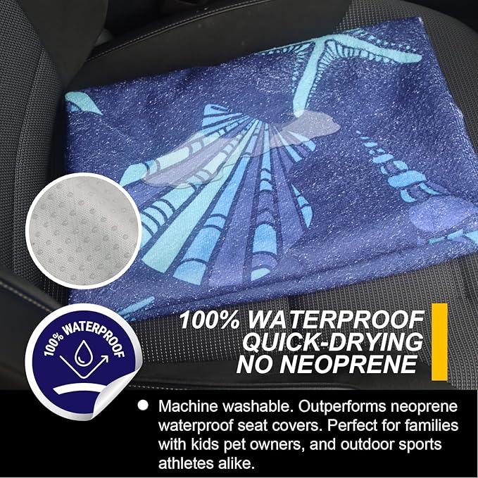 Back Seat Cover for Car Trucks Van SUV,Waterproof Rear Bench Towel Seat Covers for Dogs and Kids,Automotive Backseat Protector (Conch Shells Starfish)-PawvioPets