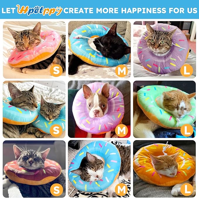 Cat Cone Collar Soft, Cat Recovery Collar for Wound Healing Cute Donut Adjustable Kitten Cones to Stop Licking Comfortable Lightweight Neck Elizabethan Collars for Cats Kittens After Surgery-PawvioPets