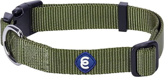 Blueberry Pet Essentials Medium Dog Collar in Military Green | Adjustable & Eco-Friendly Durable Nylon Strap | Classic Collar for Medium Dogs, Boy & Girl Pets-PawvioPets