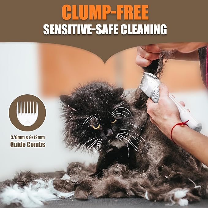 Cat Grooming Clippers Kit with Paw Trimmer, 3 in 1 Electric Pet Hair Trimmer Supplies for Thick Matted Hair, Heavy Coat Butt Shaver Cat Razor Fur Trimmer for Dogs at Home-PawvioPets