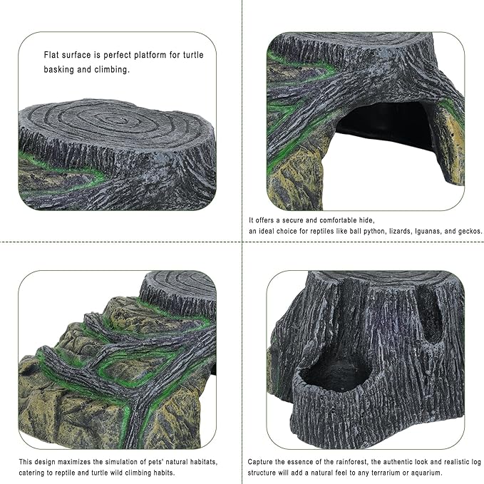Gecko Tank Accessories, Tortoise Habitat Accessories, Ball Python Tank Accessories, Large Snake Hides, Perfect Terrarium Decor for Reptile Gecko Basking Humid Hiding (Large)-PawvioPets