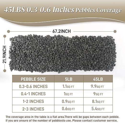 45 LB Natural River Rocks Mexican Beach Pebbles, 0.3-0.6 Inch Natural Unpolished Bulk Rocks, Pebbles for Landscaping Garden Paving Plant, Rocks for Walkways Outdoor Decorative Stone, Grey-PawvioPets