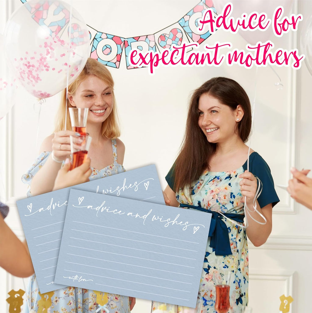 30 Advice & Wishes Cards - Minimalism Blue - Double Sided Fill-In Advice Cards For Bridal, Wedding, Graduate Party, Mr & Mrs, Retirement, Baby Shower, Party Favor & Supplies - A04