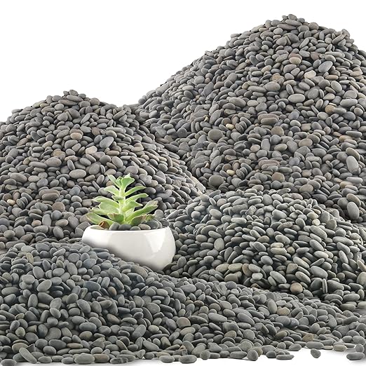 45 LB Natural River Rocks Mexican Beach Pebbles, 0.3-0.6 Inch Natural Unpolished Bulk Rocks, Pebbles for Landscaping Garden Paving Plant, Rocks for Walkways Outdoor Decorative Stone, Grey-PawvioPets