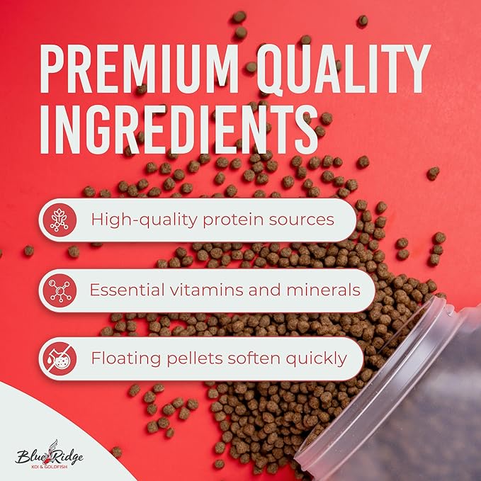 Blue Ridge Koi Fish Food 4.5lb - Koi Food 3/16” Platinum Pro Formula Goldfish Food, Premium Fish Food for Ponds, Ponds Fish Food, Floating Pond Pellet-PawvioPets