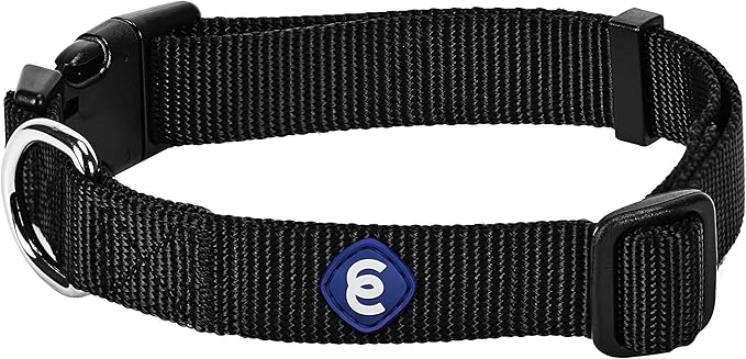 Blueberry Pet Essentials Medium Dog Collar in Black | Adjustable & Eco-Friendly Durable Nylon Strap | Classic Collar for Medium Dogs, Boy & Girl Pets-PawvioPets