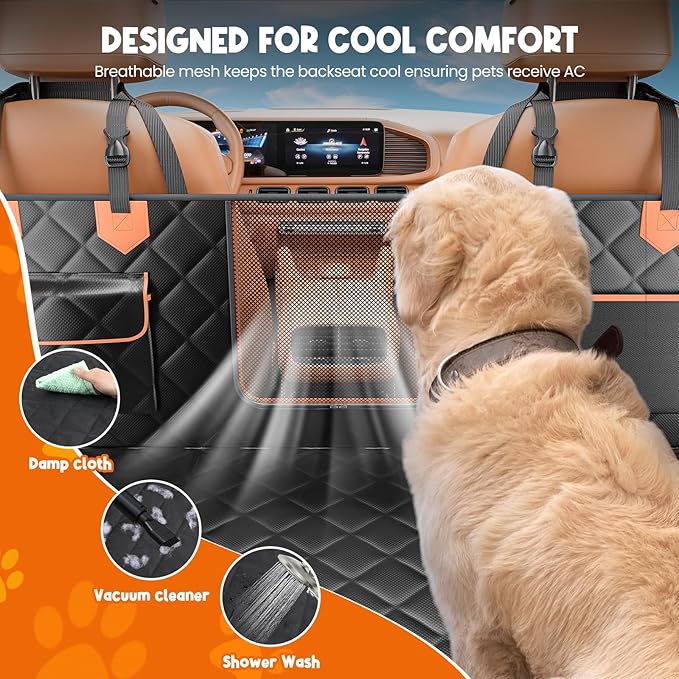 Back Seat Extender for Dogs Hard Bottom Holds 500lbs,Waterproof Dog Car Seat Cover for Back Seat, Truck-Large Space Dog Hammock for Truck-PawvioPets