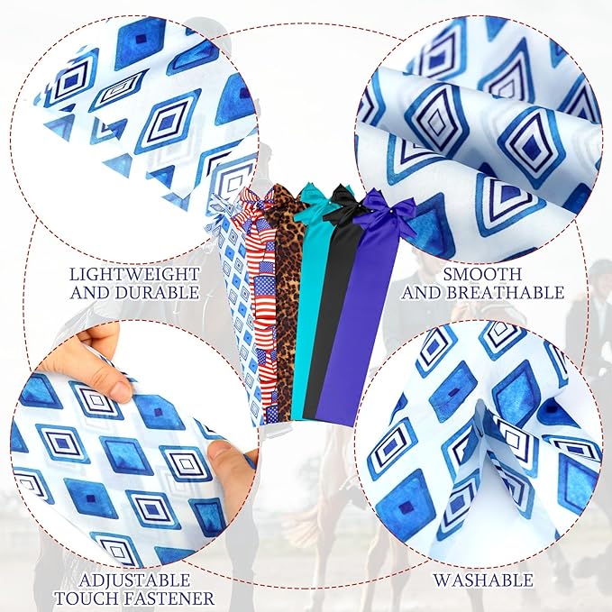 6 Pcs Horse Tail Bag Breathable Guard 22" Slip on Horse Care Tail Wrap 2 Strand Closure Straps Grooming Supplies to Keep from Dirt Breakage Rubbing 6 Designs(Modern Style)-PawvioPets