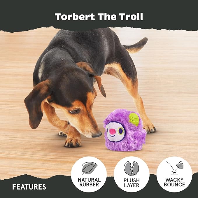 Barkbox Torbert The Troll Dog Toy for Small Dogs – Natural Rubber with Wacky Bounce – Perfect for Aggressive Chewers and Long-Lasting Playtime-PawvioPets