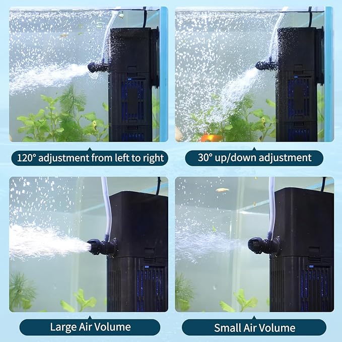 Aquarium Filter Water Flow Adjustable for 75-200 Gallon Fish Turtle Tank 400GPH Biochemical Filtration 4in1 Submersible Internal Powerful Pumps & Filters Keep Freshwater Saltwater Crystal Clear Large-PawvioPets