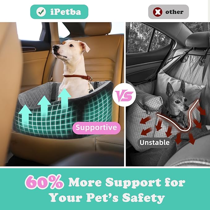 Dog Car Seats for Small Dogs Safety Stable Pet Bed for Car with Seatbelt Up to 30lbs Anti-Collapse for Travel-PawvioPets