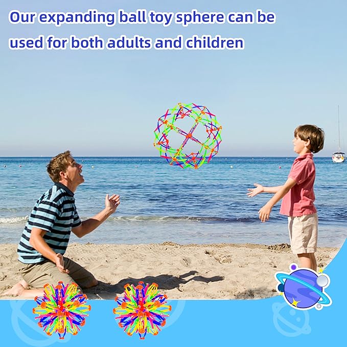 2Pcs Colorful Sphere Expandable Breathing Balls Fidget Toy-Stress Reliever ,Collapsible Expanding Magic Ball Toys from 6" to 12"for Kids & Adults Mindfulness Meditation Practices,Yoga -ADHD-PawvioPets