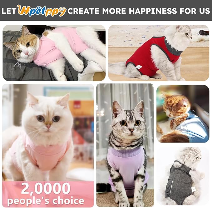 Cat Recovery Suit for Spay Abdominal Wounds, Kitten Onesie Bodysuit for Cats After Surgery, Cat Surgery Recovery Suit Female Cone of Shame Alternative for Cats Anti Licking (Dark Grey M)-PawvioPets