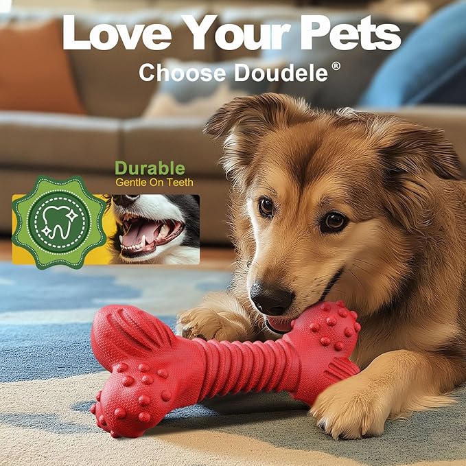 Dog Toys for Aggressive Chewers, Dog Toys for Medium Large Dogs, Natural Rubber Dog Chew Toys with Beef Flavor, Indestructible Chew Toys for Aggressive Chewers (red)-PawvioPets