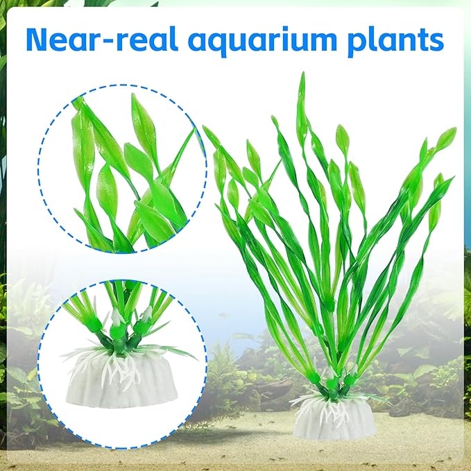 AQUANEAT Fish Tank Artificial Plants, Aquarium Plastic Seaweed Decoration, 4Inch Tall Fake Green Accessories, 10 Packs-PawvioPets