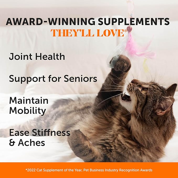 Cat Hip & Joint Health Crunchy & Creamy Chews - Cat Joint Support Supplement with Glucosamine, Health Supplies & Hip Support for Indoor & Outdoor Cats (Chicken 30-Day Supply)-PawvioPets