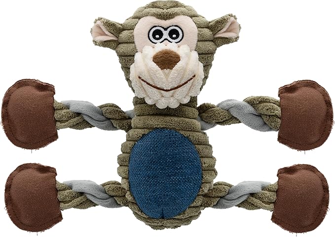 Dog Toys for Large Dog - Plush Squeaky Medium & Small Dog Toys - Stuffed Animals Puppy Toys - Funny Cute Dog Toys for Dog Birthday Presents (Monkey)-PawvioPets