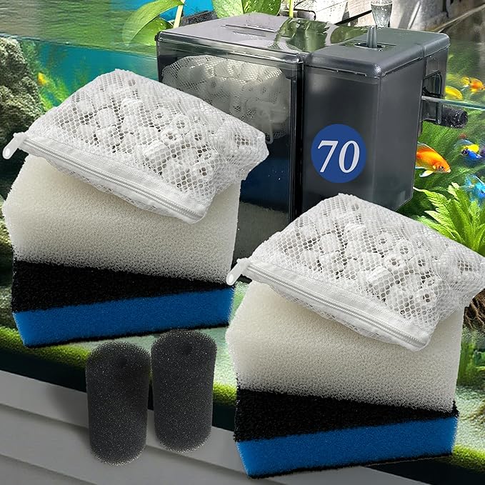 2 Sets of Upgraded Three-Stage Filtration Fish Tank Filter for AquaClear 70 Power Filter, 2 Set of Replacement Maintenance Kit for Fish Tank Filter for 40- to 70-Gallon Aquariums-PawvioPets