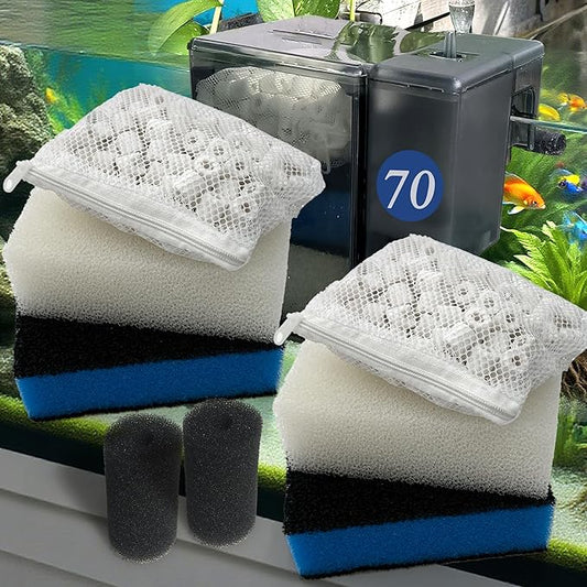 2 Sets of Upgraded Three-Stage Filtration Fish Tank Filter for AquaClear 70 Power Filter, 2 Set of Replacement Maintenance Kit for Fish Tank Filter for 40- to 70-Gallon Aquariums-PawvioPets