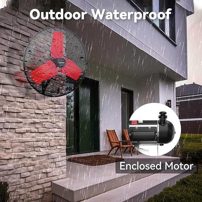 24 Inch 9500 CFM Waterproof Wall Fan Pro Series - Outdoor High Velocity Wall Mount Fan with Enclosed Motor for Residential, Warehouse, Patio, Shop, Garage, Barn UL Safety Listed-PawvioPets