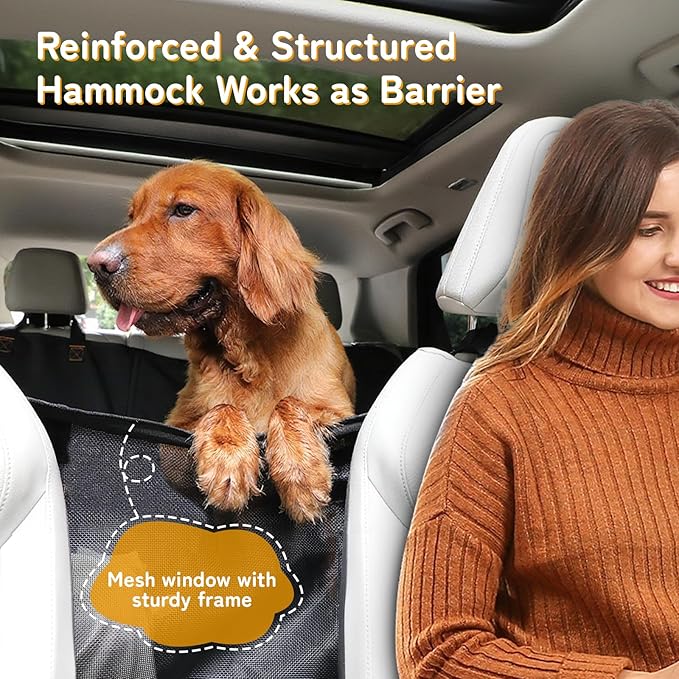 Full-Coverage Dog Seat Cover for Back Seat, 600D Ripstop Dog Hammock for Car,100% Waterproof CarSeat Protector, Suv Cargo Liner for Dogs, Armrest&Child Car Seat Accessible,Install Once,Stay Put-PawvioPets