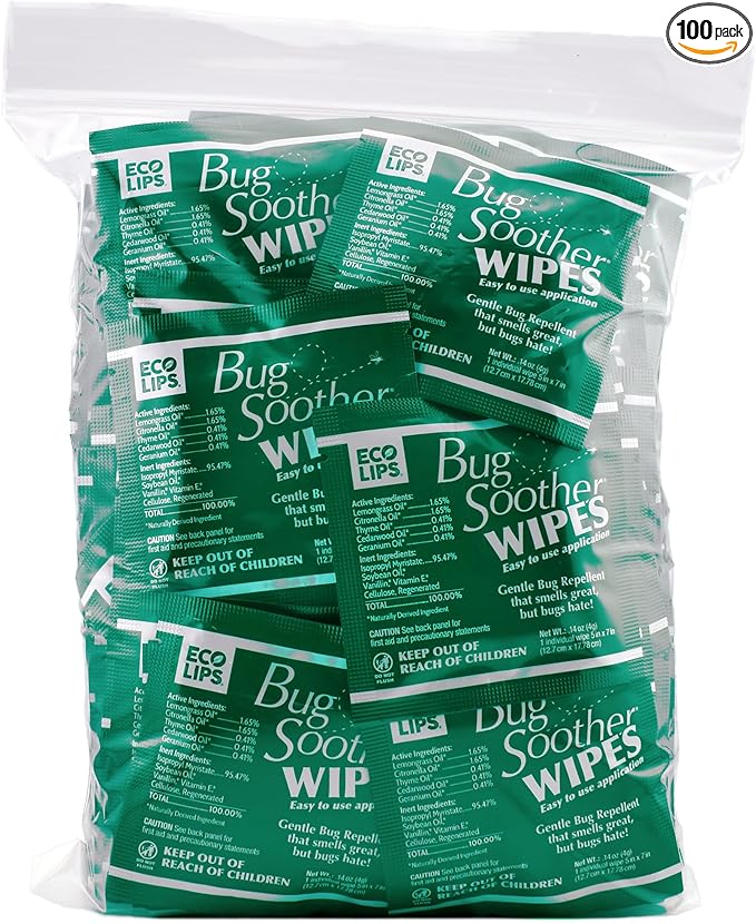Bug Soother Wipes (100 ct) - Natural Insect, Gnat and Mosquito Repellent & Deterrent - 100% DEET-Free Safe Bug Wipes for Adults, Kids, & Pets - Made in USA-PawvioPets