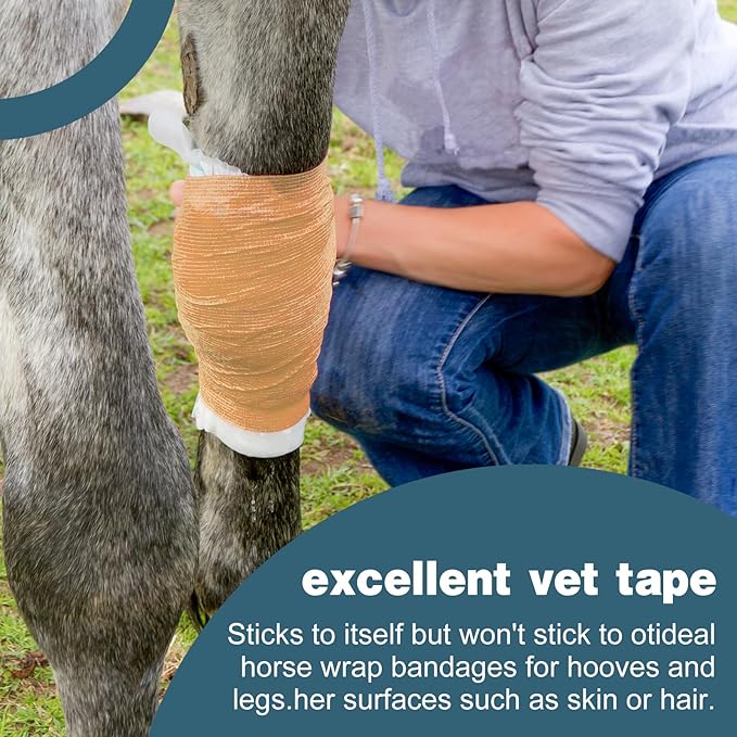 AZEN 9 Pack Self Adhesive Bandage Wrap, 4" X 5 Yards Elastic Cohesive Bandage Wrap, Skin Color Athletic Tape, Ankle Tape, Tattoo Grip Tape Wrap, Vet Wrap-PawvioPets