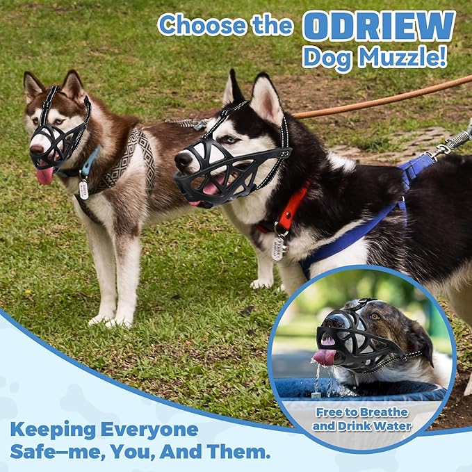 Dog Muzzle for Large Dogs, Breathable Basket Muzzles for Small, Medium and X-Large Aggressive Dog, Allows Panting Drinking, Suitable for Grooming Trimming Training (Black, S)-PawvioPets