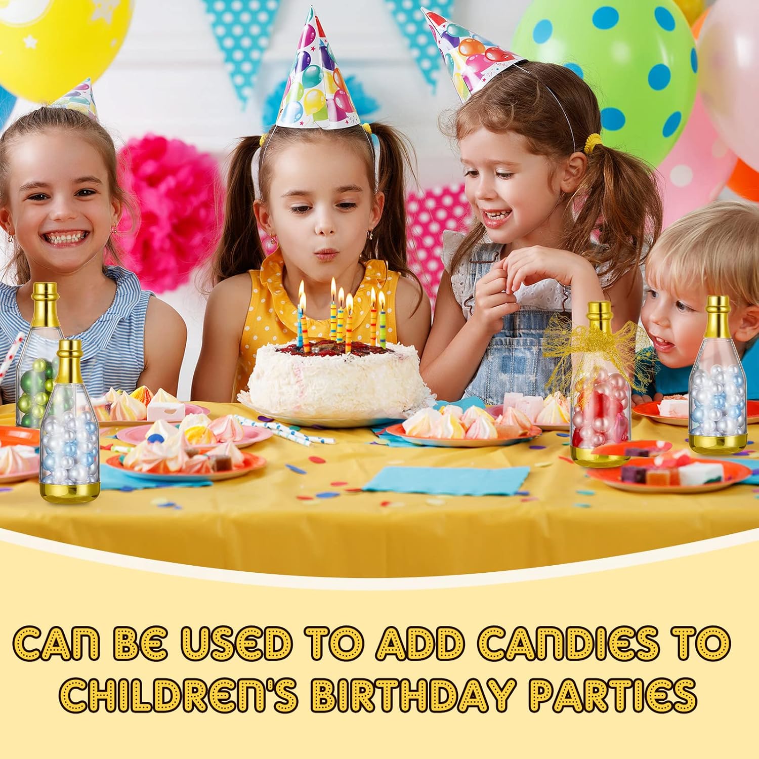 Cunhill 18 Pieces Mini Champagne Bottles Container Bulk Plastic Small Champagne Candy Bottles DIY Favor Mini Candy Jars Wedding Favors for Wedding Bridal Baby Shower Birthday(Clear and Gold)