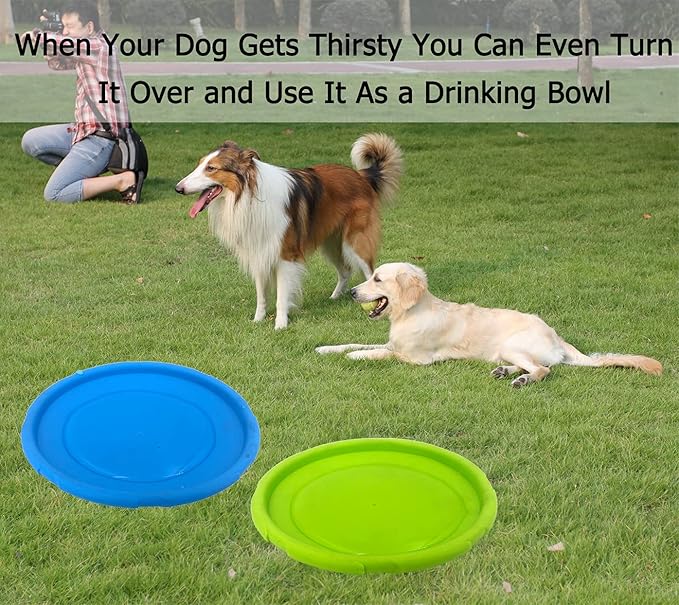 Dog Flying Disc, 2 Pack Dog Flyer Toys, Soft Rubber Interactive Lightweight Flying Disc Dog Toy for Small Large Dogs - Floats in Water & Safe on Teeth, 7.2 inch.-PawvioPets